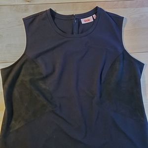 Faux Suede Panel Sleeveless Shift Dress